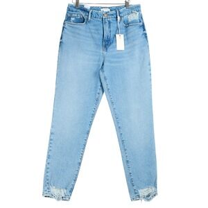 NWT Good American High Rise Distressed Tapered Jeans Light Wash Size 8/29
